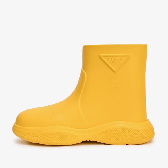 Prada Yellow Rubber Logo Rainboots Size 35 - Picture 5 of 6